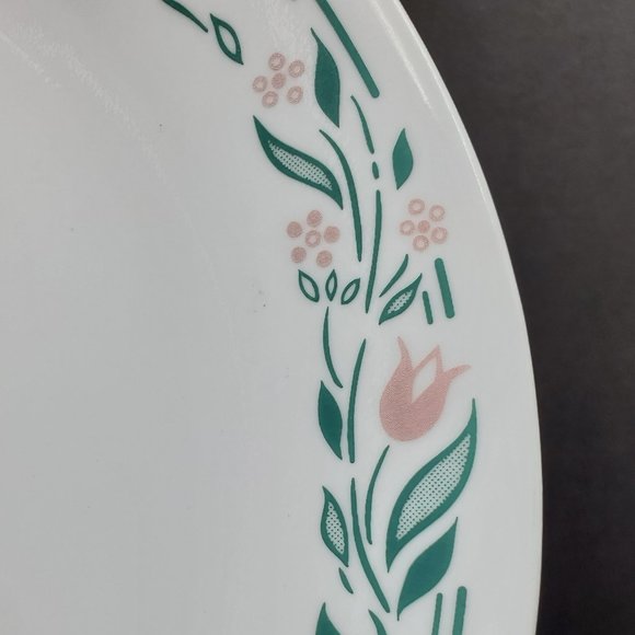 Corelle Rosemarie Dinner Plates Pink Mauve Flowers Green Leaves Trim Band - Picture 3 of 5